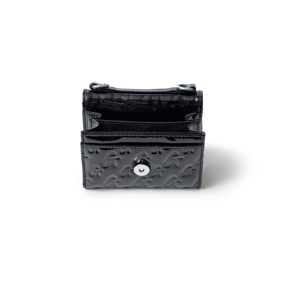 Compact Mirrored Wallet Crossbody - Black