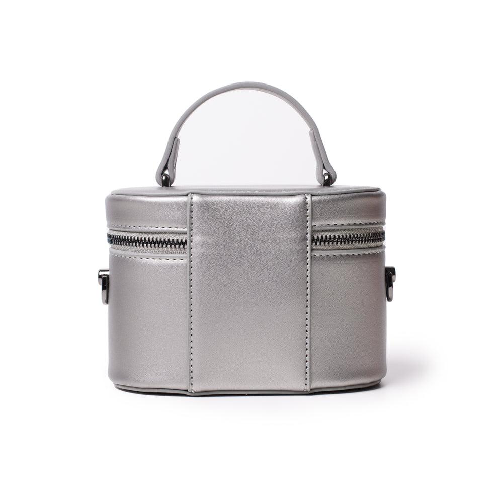 Mini Smooth Vegan Leather Top Handle Bag - Platinum