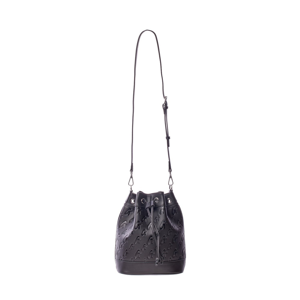 Medium Vegan Leather Bucket Bag - Black
