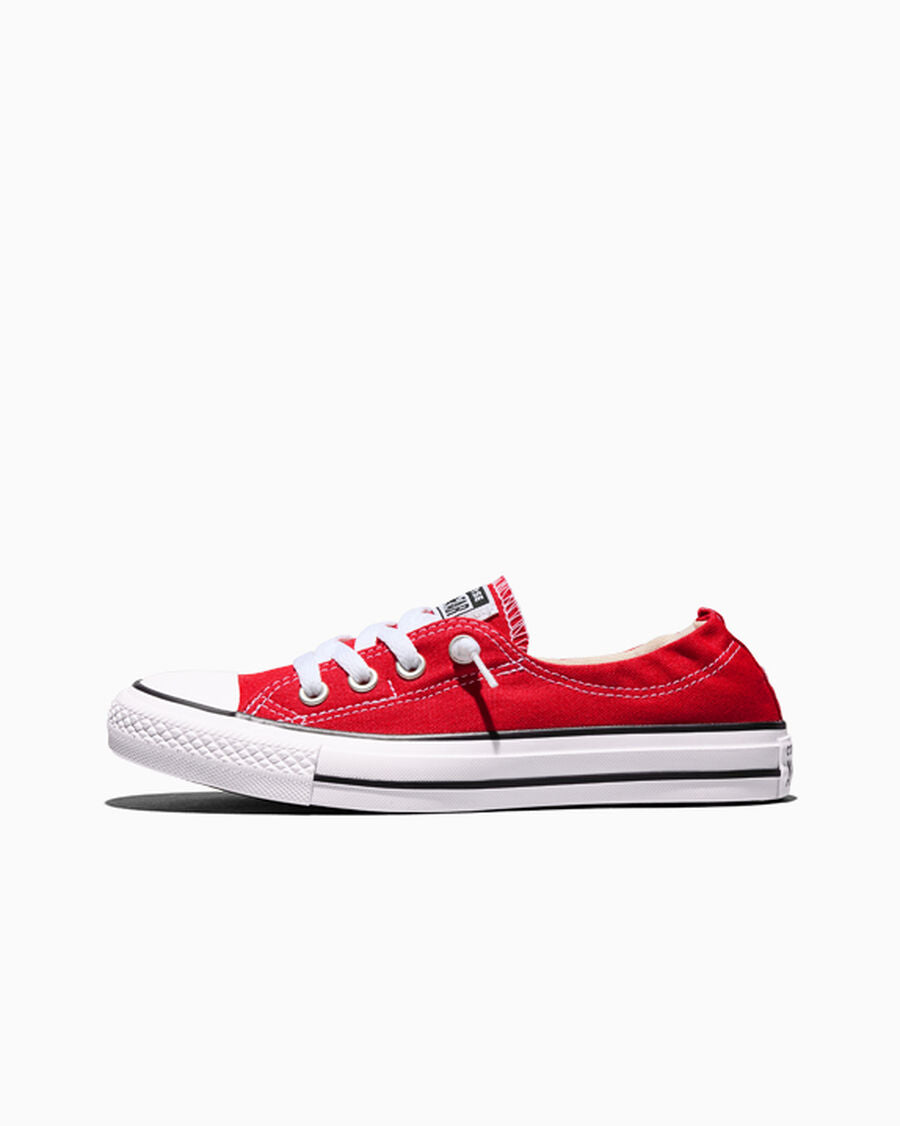 Canvas Slip-On Low Top Sneaker - Black - Varsity Red