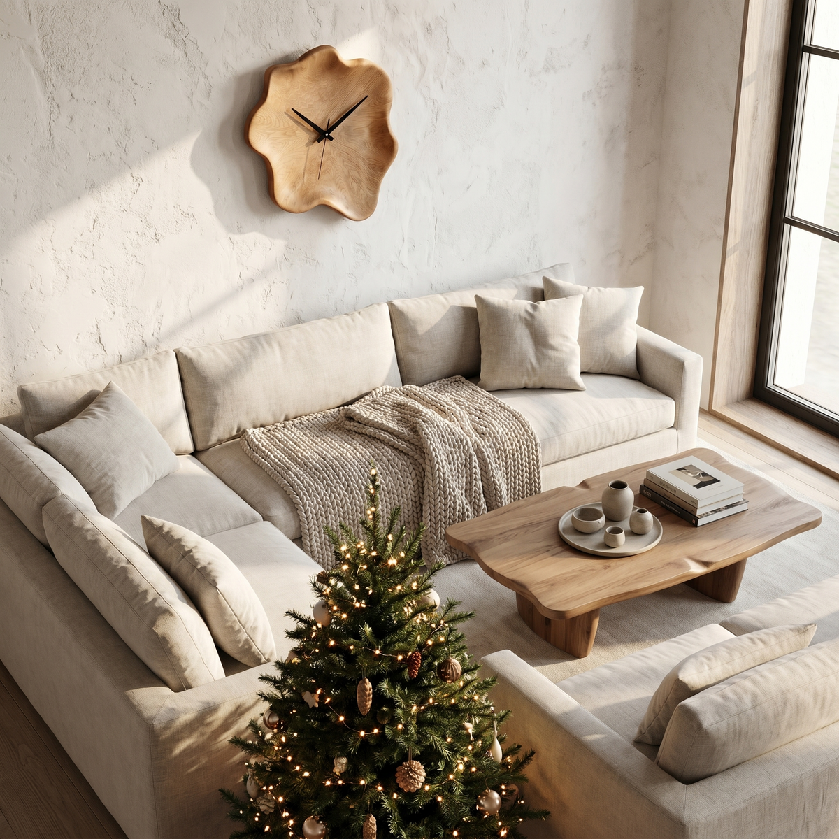 Organic Wooden Wall Clock with Natural Live Edge Design for Living Room and Entryway - view 2