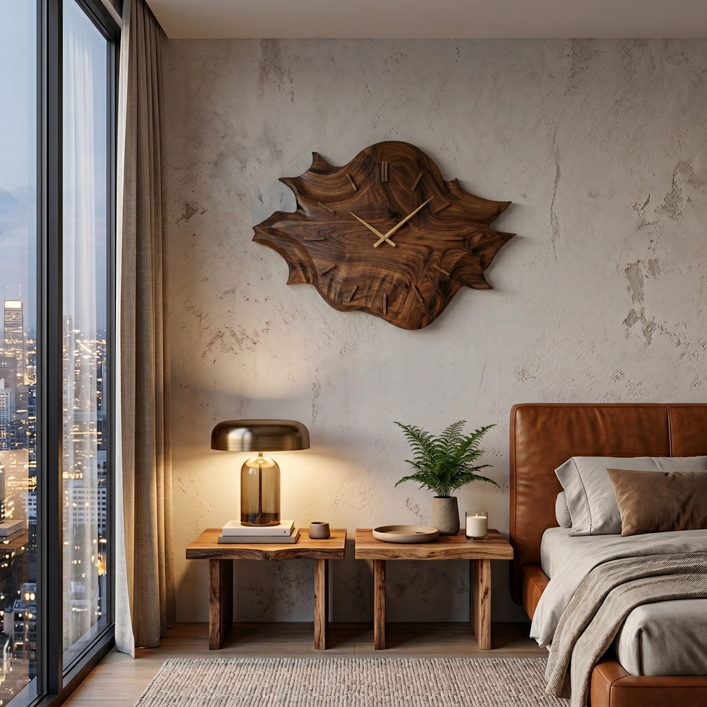 Artistic Wooden Wall Clock, Modern Abstract Carved Wood Clock - view 3