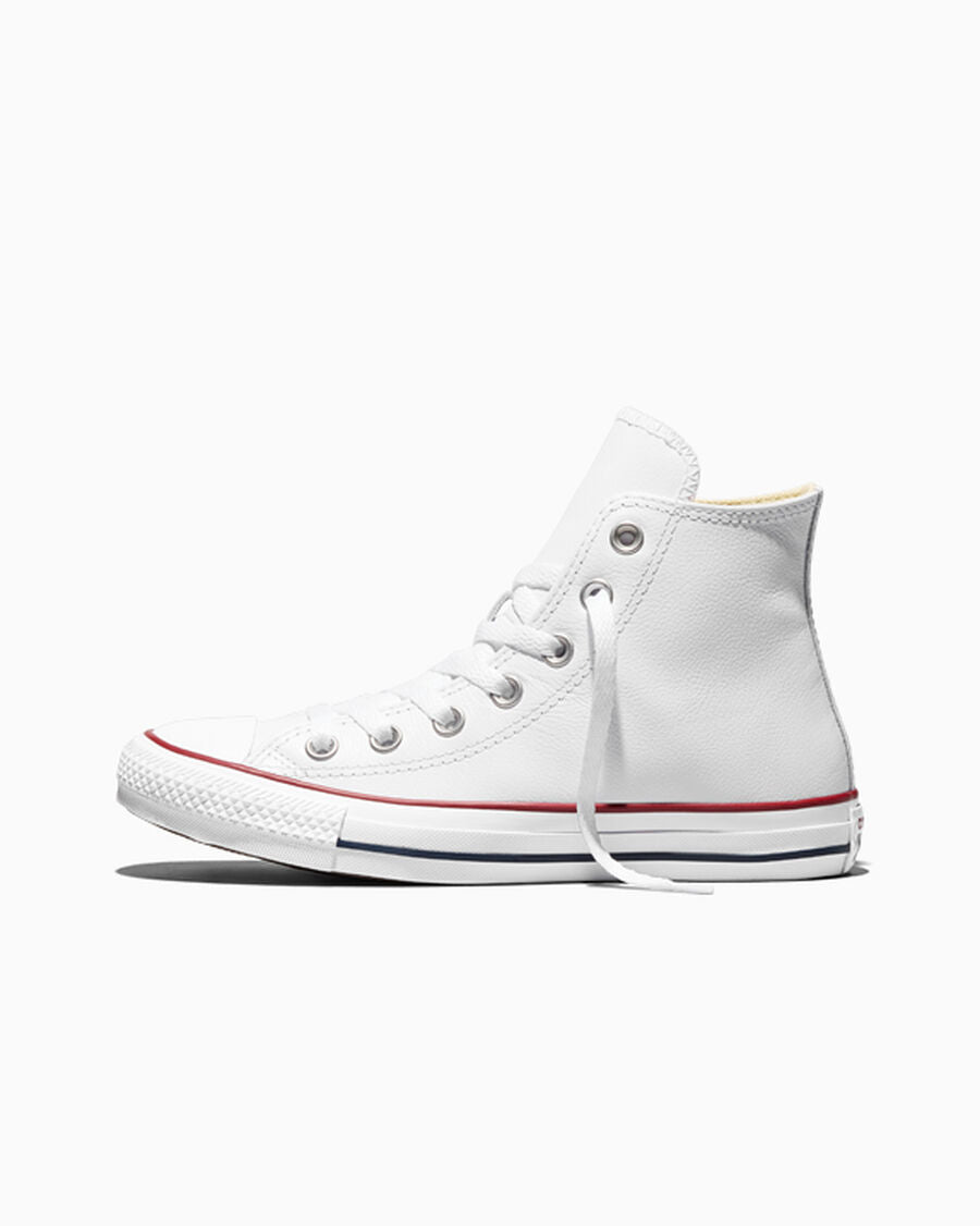 Leather High Top Sneaker - Black - White