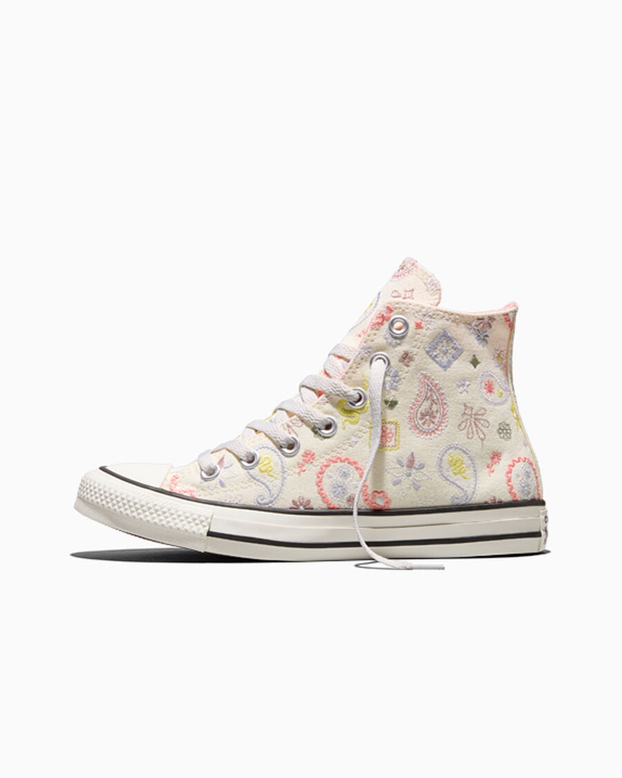 Embroidered Canvas High-Top Sneaker - Paisley