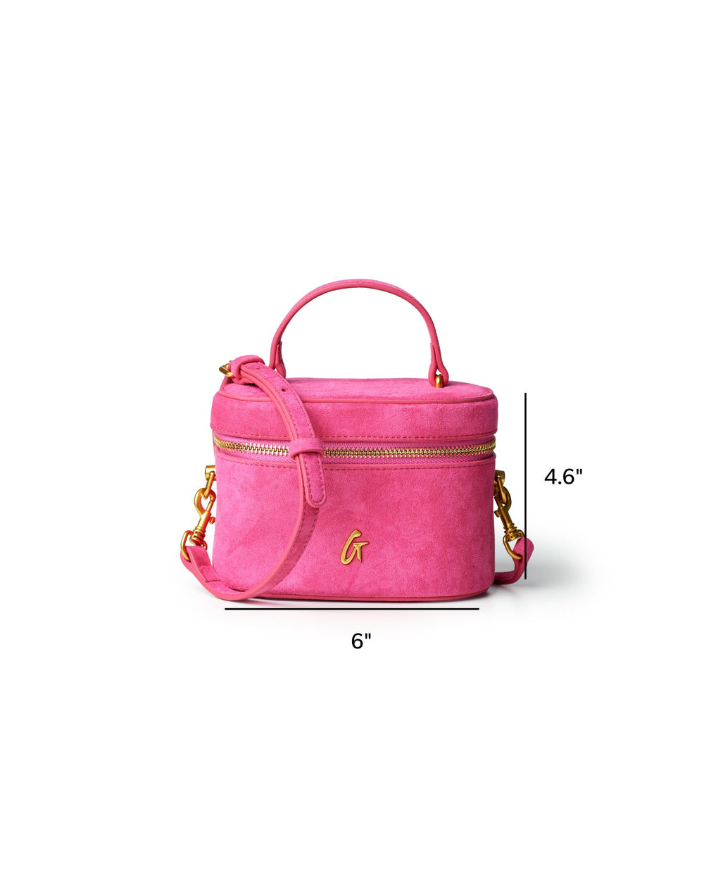 Mini Vegan Suede Top Handle Bag - Hot Pink