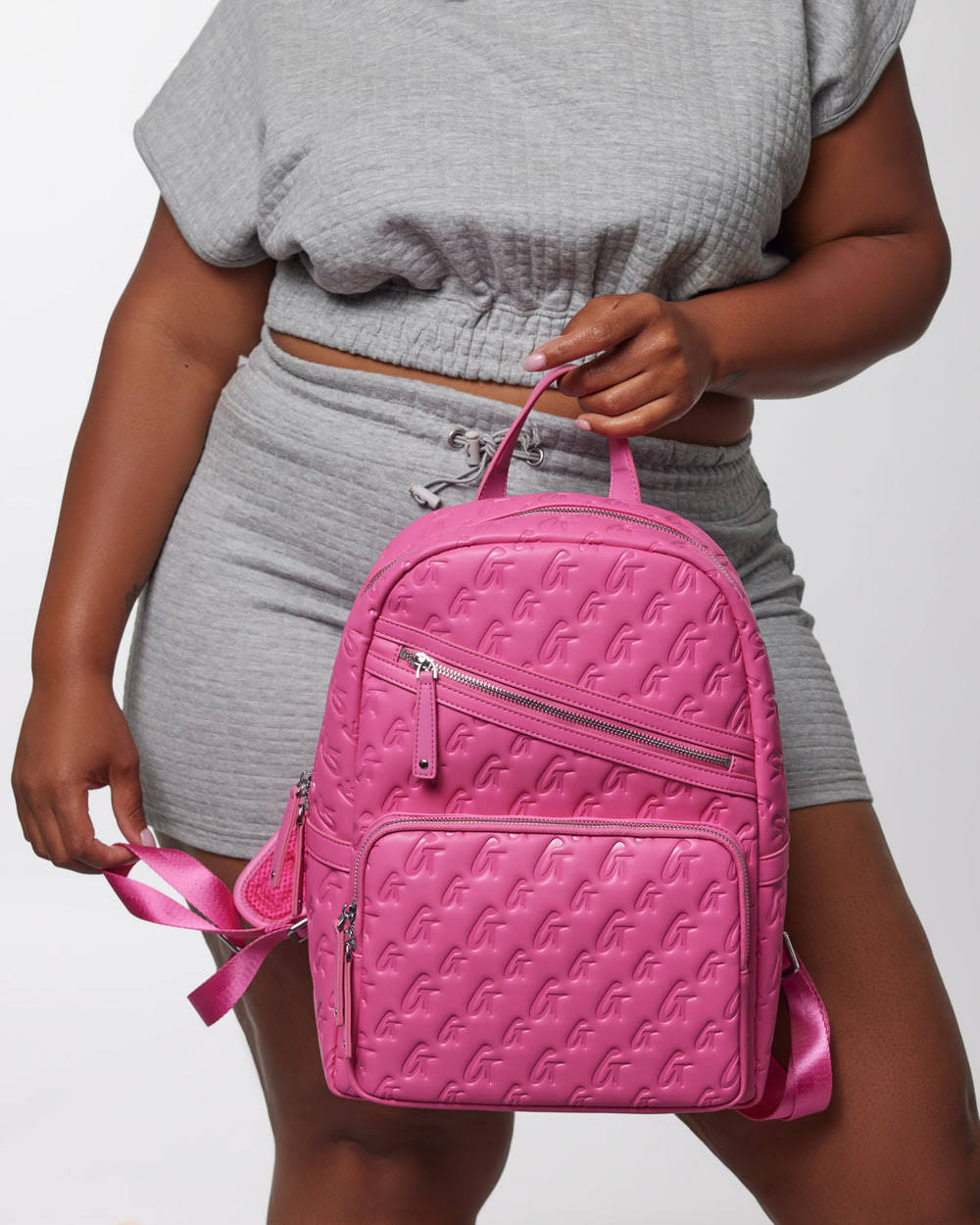 Vegan Leather Laptop Backpack - Hot Pink