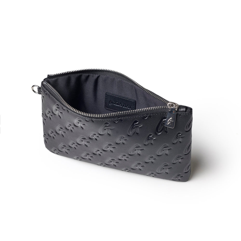 Vegan Leather Zip Wristlet - Black
