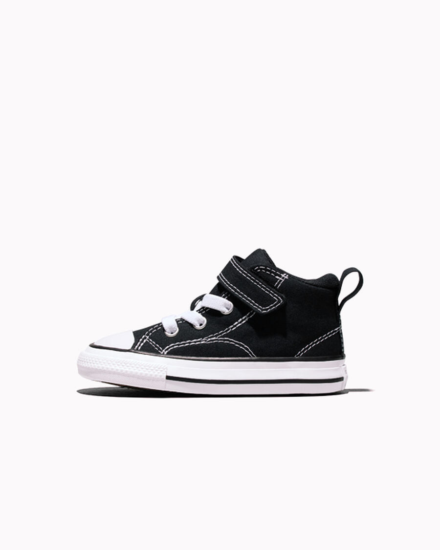 Canvas Easy-On Mid-Top Sneaker - Black/Black/White