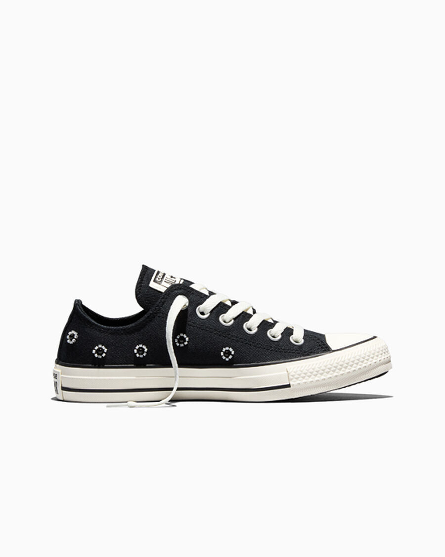 Beaded Floral Canvas Twill Low Top Sneaker