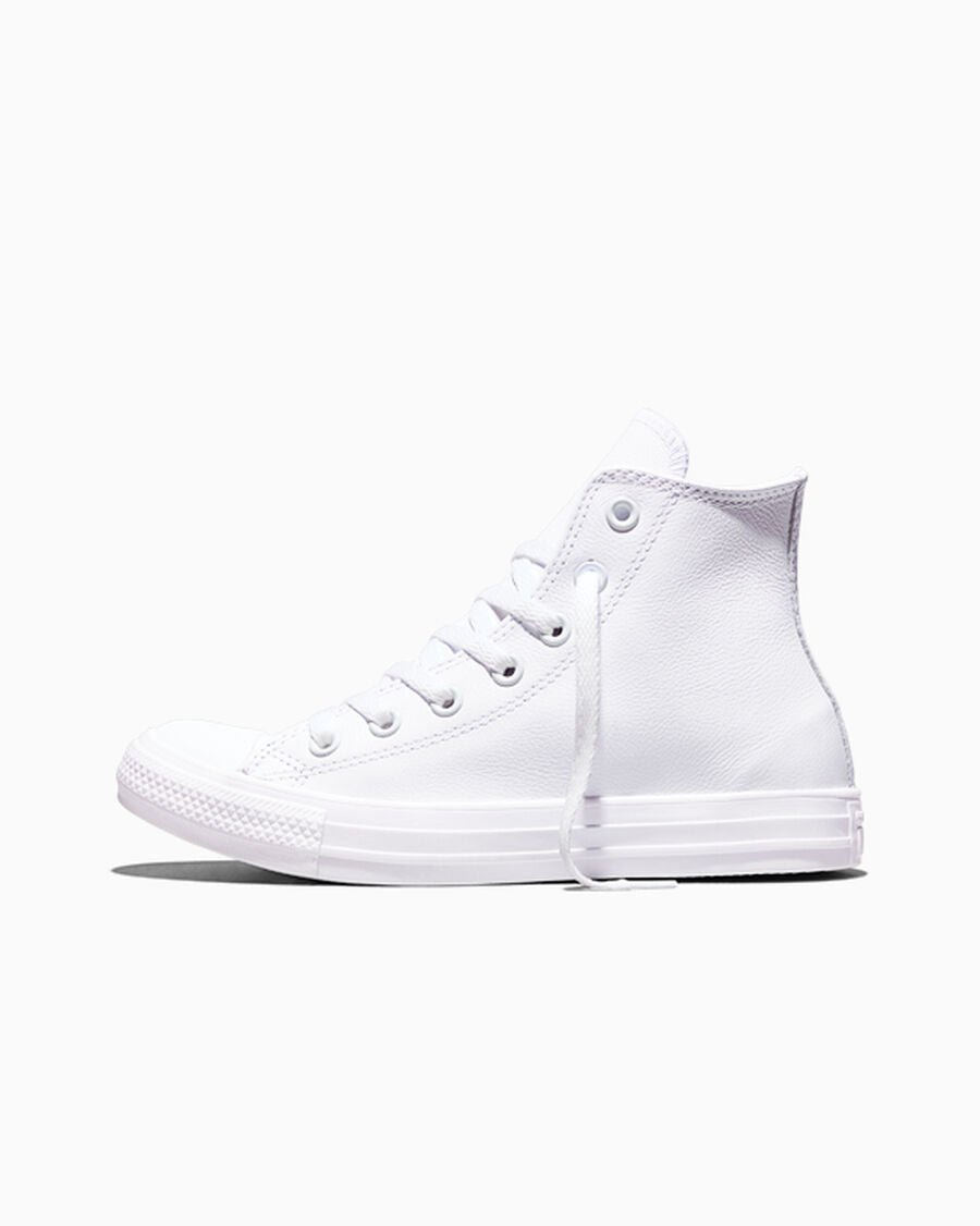 Leather High Top Sneaker - Black - White Monochrome