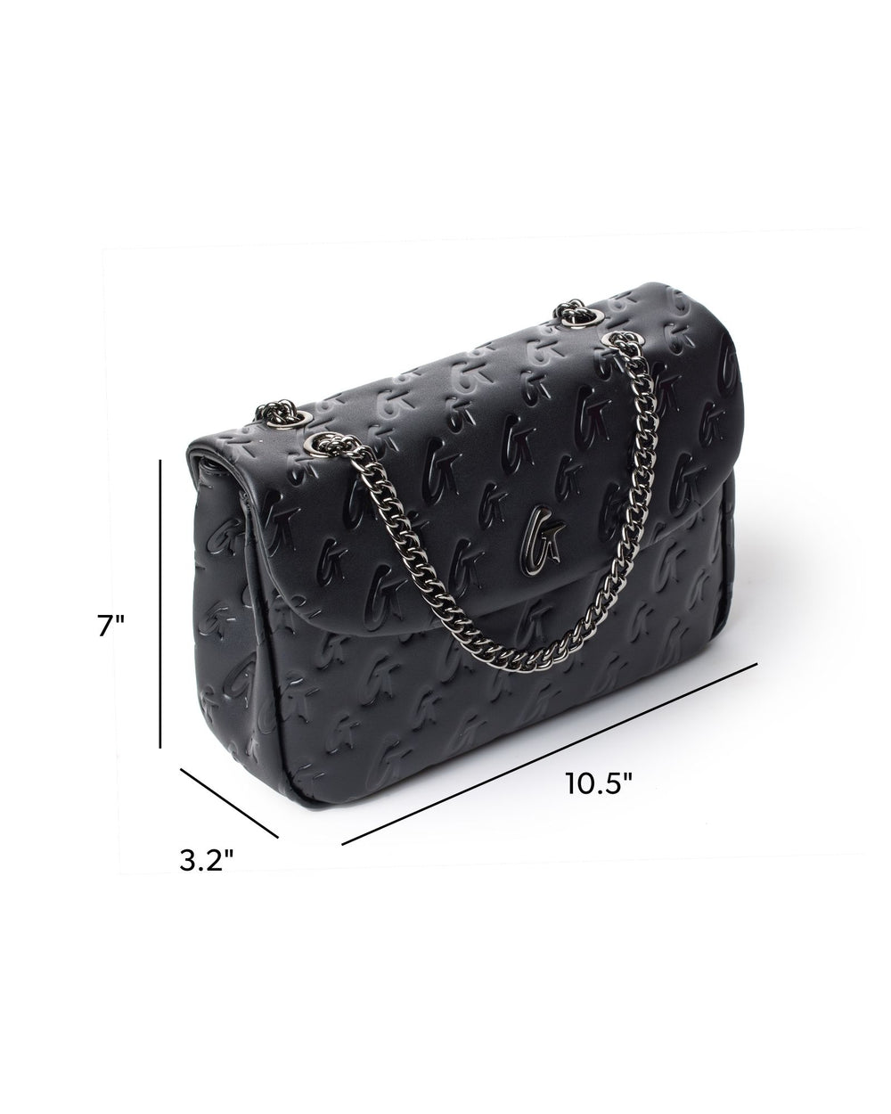 Medium Vegan Leather Flap Shoulder Bag - Black