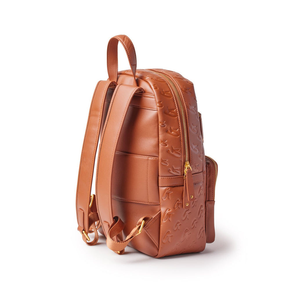 Vegan Leather Laptop Backpack - Brown