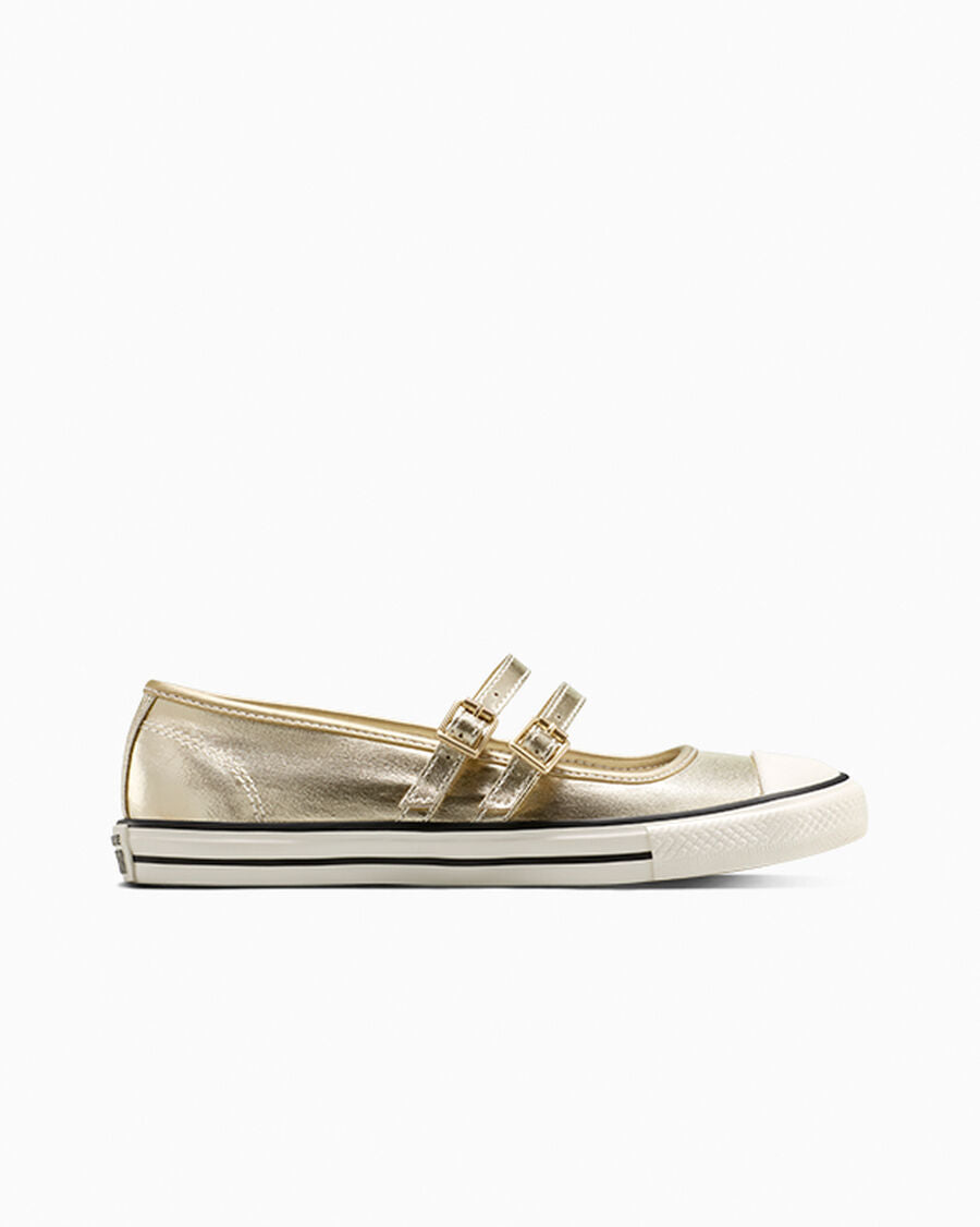 Metallic Canvas Mary Jane Low Top Shoe - Lt Gold/Egret/Black