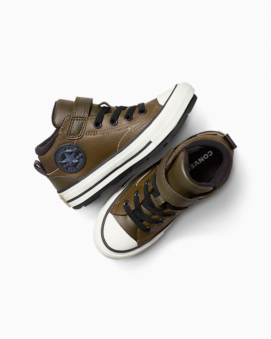 Kids' Leather Easy-On Mid Boot - Olive - Surplus Olive/Vintage White