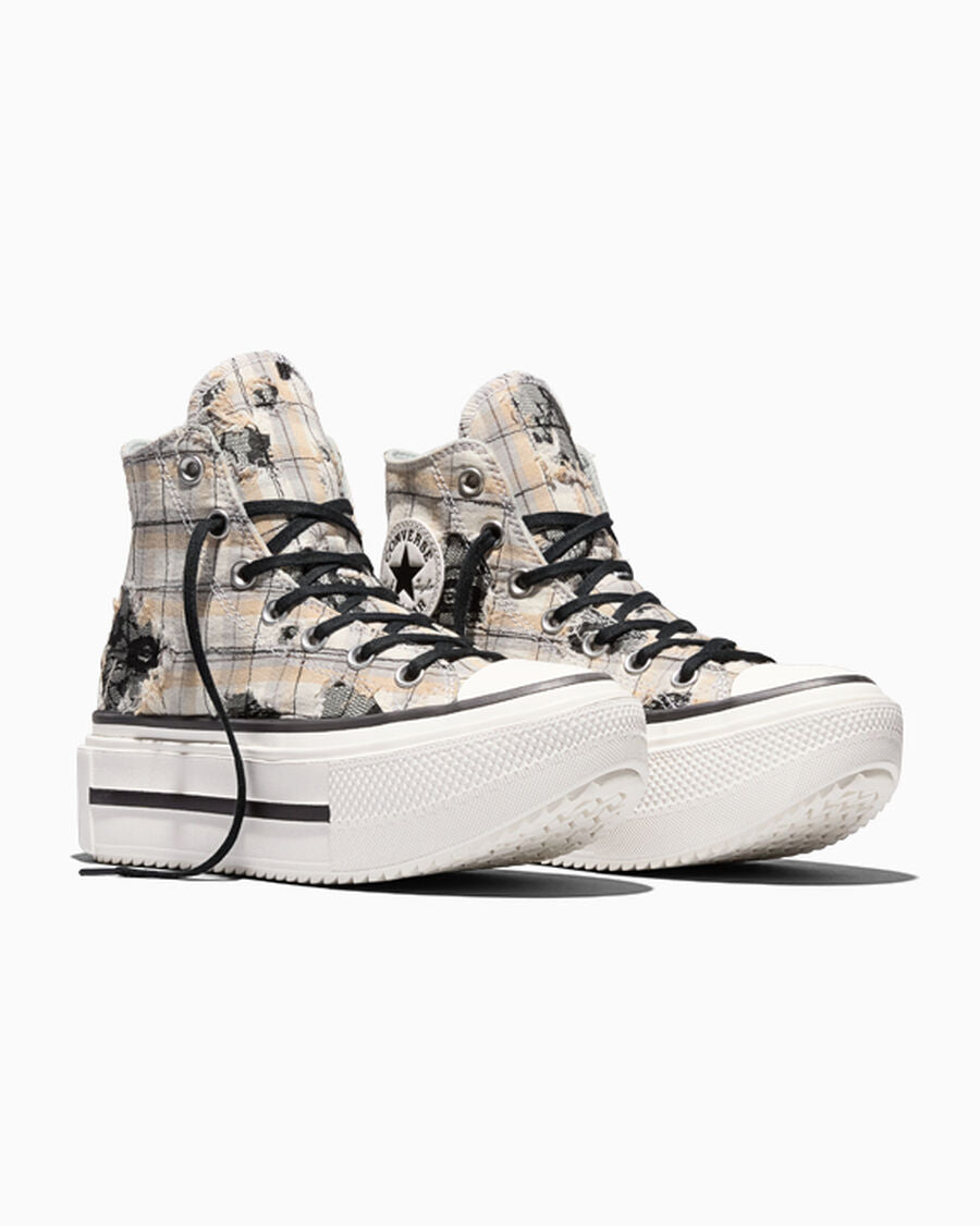 Plaid Lace Platform High Top Sneaker
