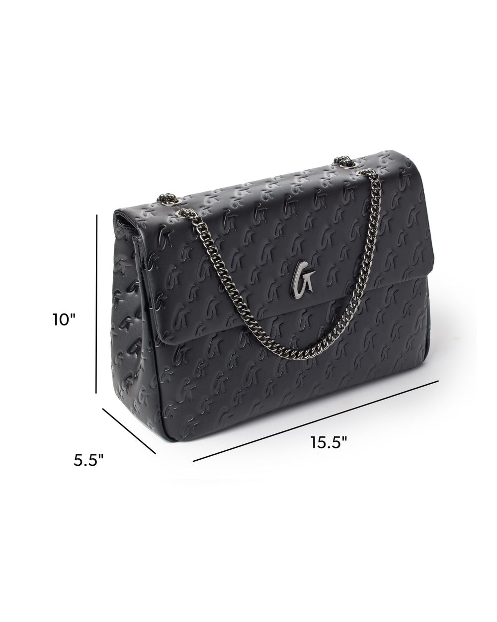 Large Vegan Leather Flap Laptop Bag - Black