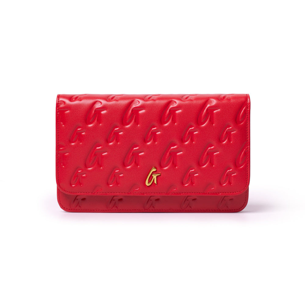 Leather Wallet Crossbody - Red