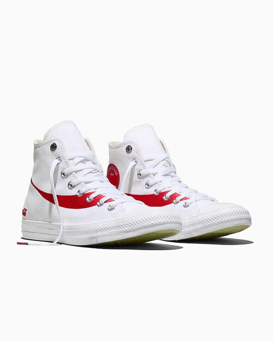Canvas High Top Sneaker - White Red - White/Racing Red/White