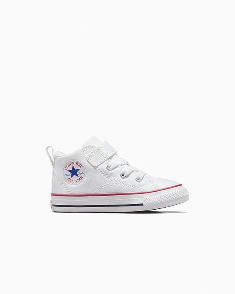 Canvas Easy-On Mid-Top Sneaker - White/Red/Blue