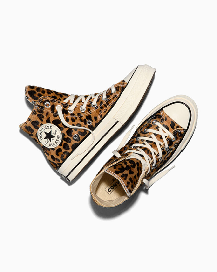 Leopard Print Pony Hair High Top Sneaker