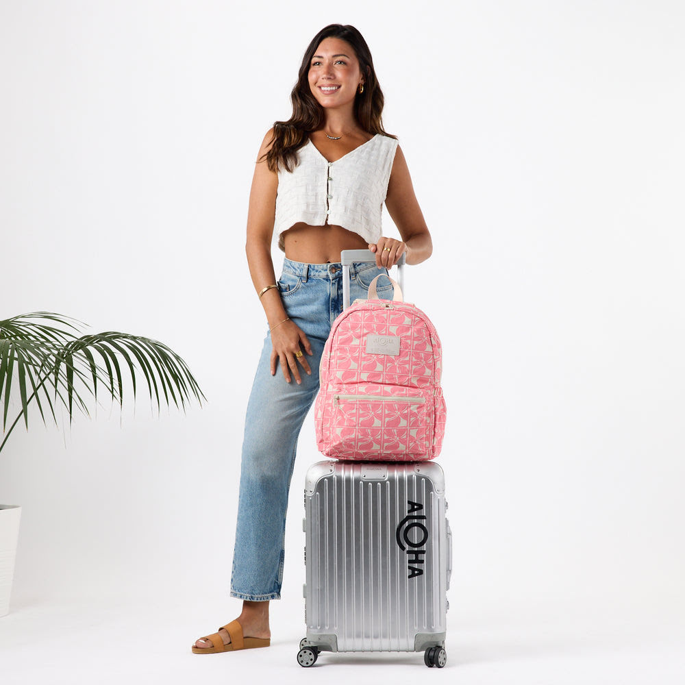 Ripstop Nylon Laptop Backpack - Floral Grid
