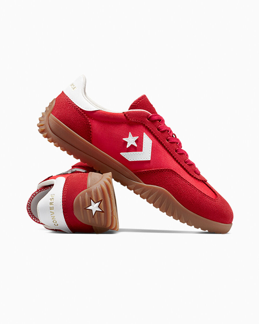 Unisex Nylon And Suede Low-Top Trainer - Red/White/Honey
