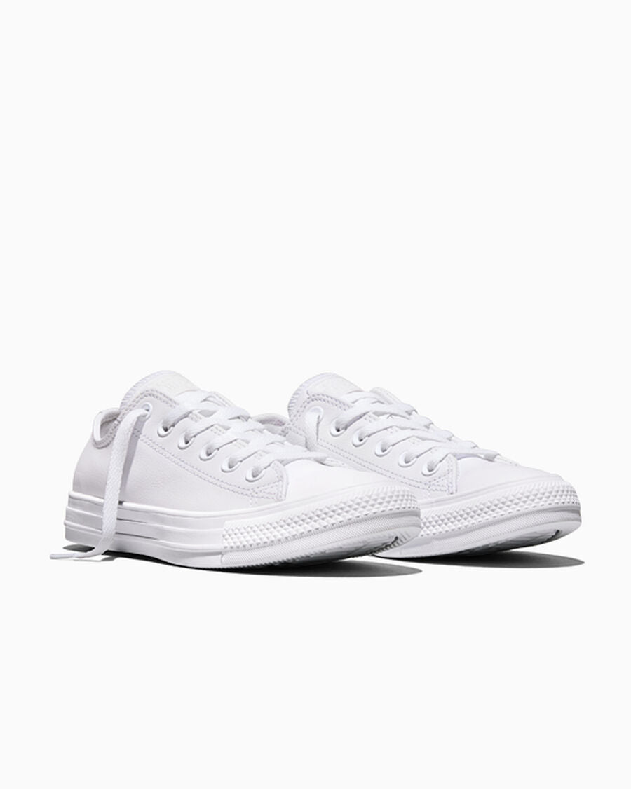 Leather Low Top Sneaker - Black - Mono White