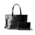 Vegan Leather Laptop Tote With Wristlet - Black