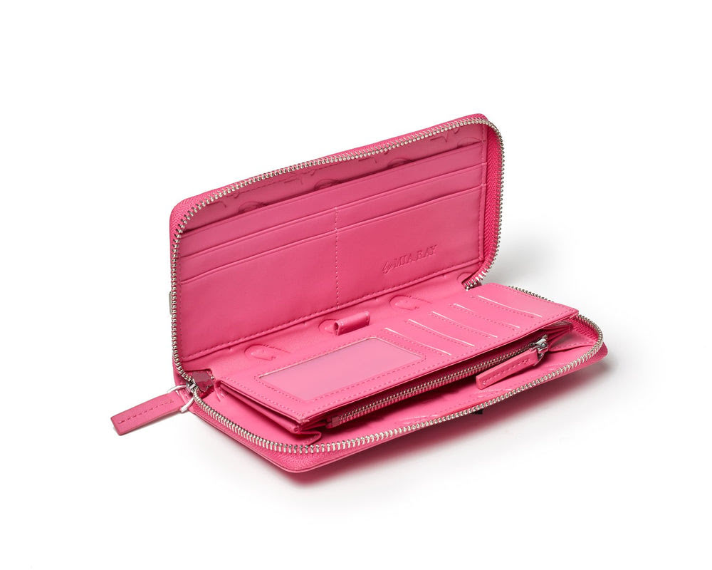 Large Vegan Leather Wallet - Hot Pink