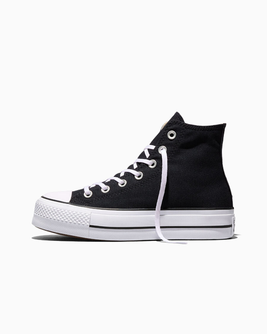 Canvas Platform High-Top Sneaker - Black/White/White