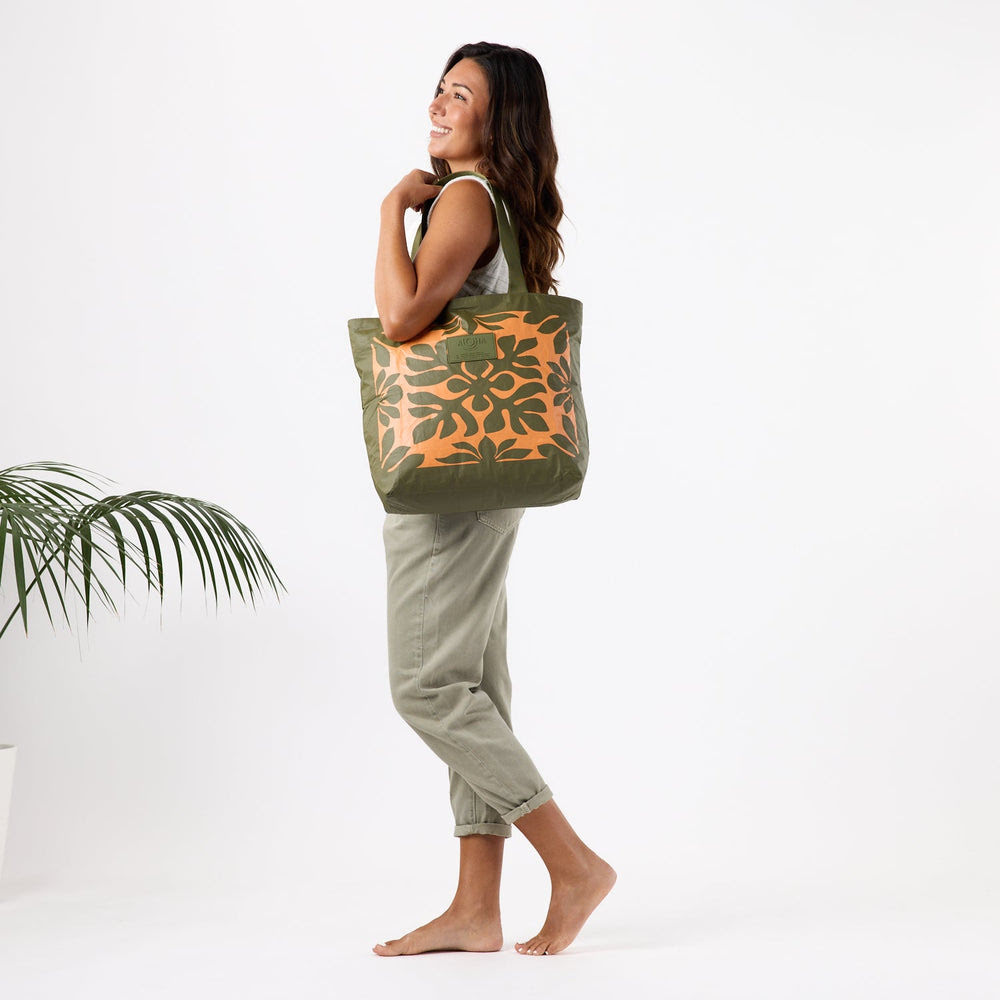 Expandable Tote Bag - Leaf Print