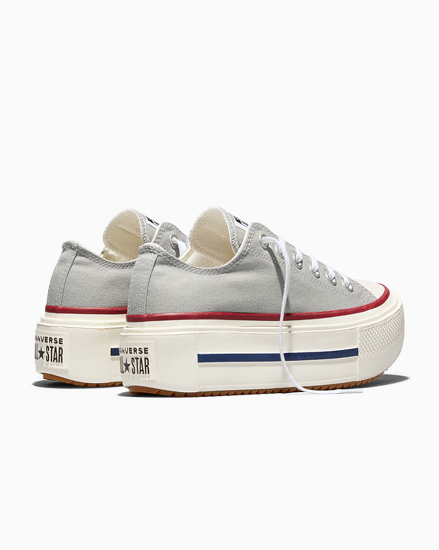 Double-Stack Canvas Platform Low Top Sneaker - Grey Area/Egret/Garnet