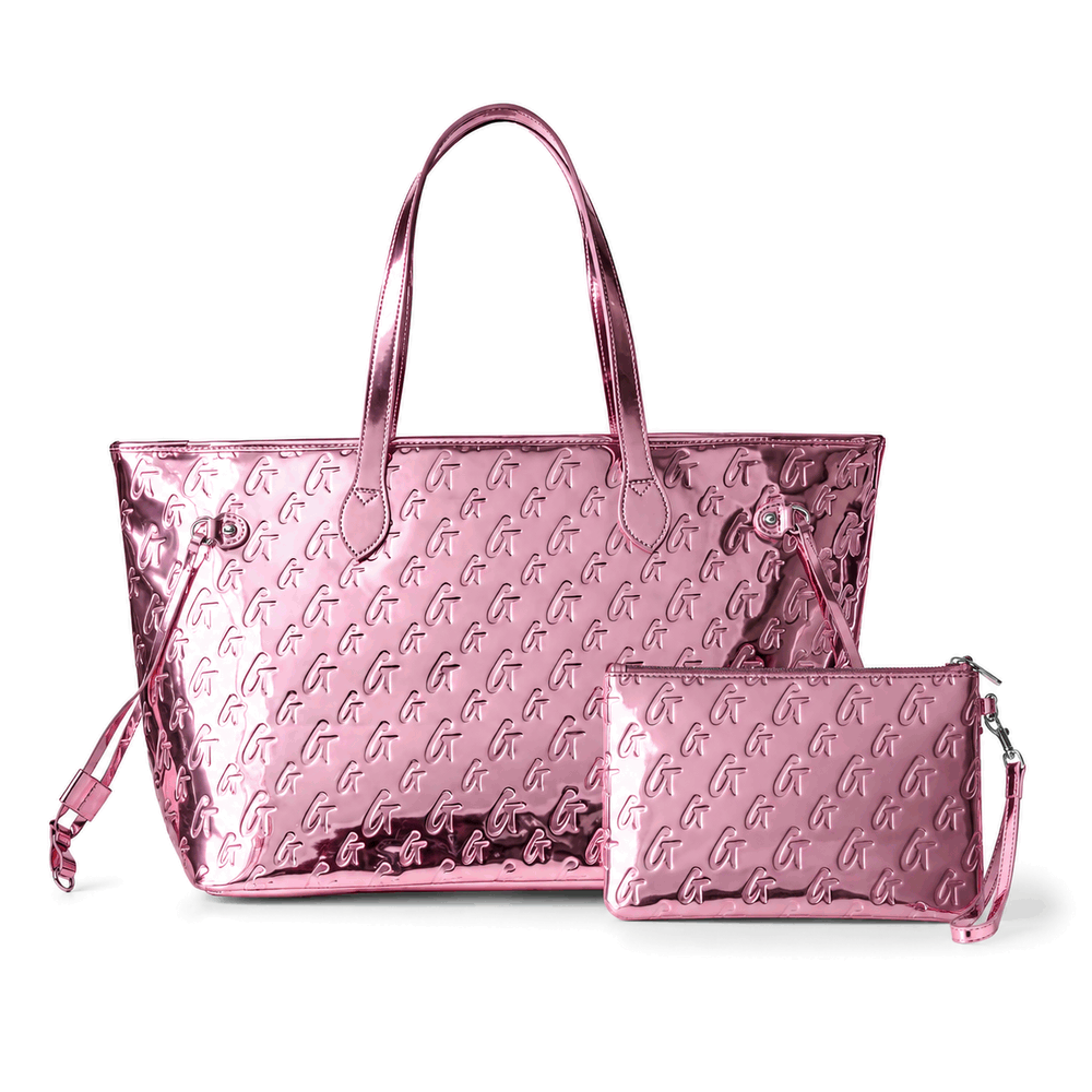 Travel Tote And Duffle Set - Metallic Pink