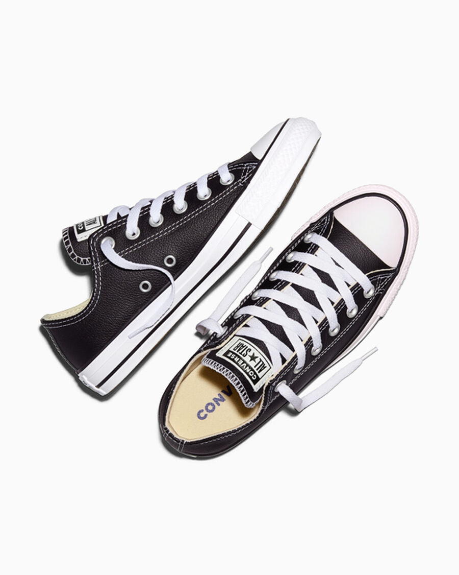 Leather Low Top Sneaker - Black - Black