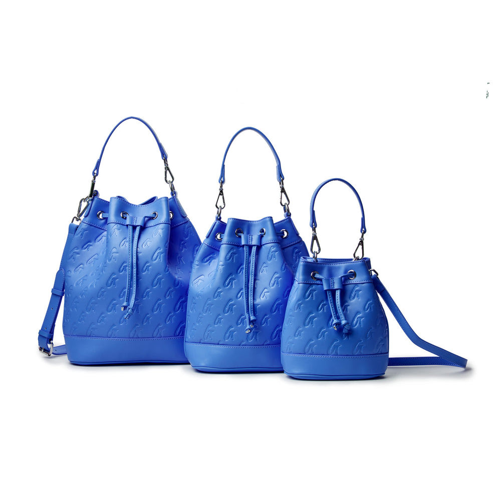Large Vegan Leather Bucket Bag - Blue