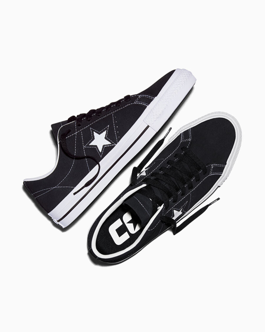 Unisex Suede Skate Low-Top Shoe - Black/Black/White