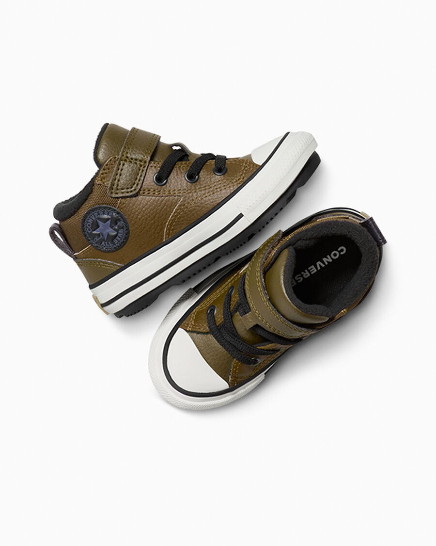 Toddler Leather Easy-On Mid Boot - Olive - Surplus Olive/Vintage White