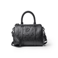 Medium Vegan Leather Boston Bag - Black