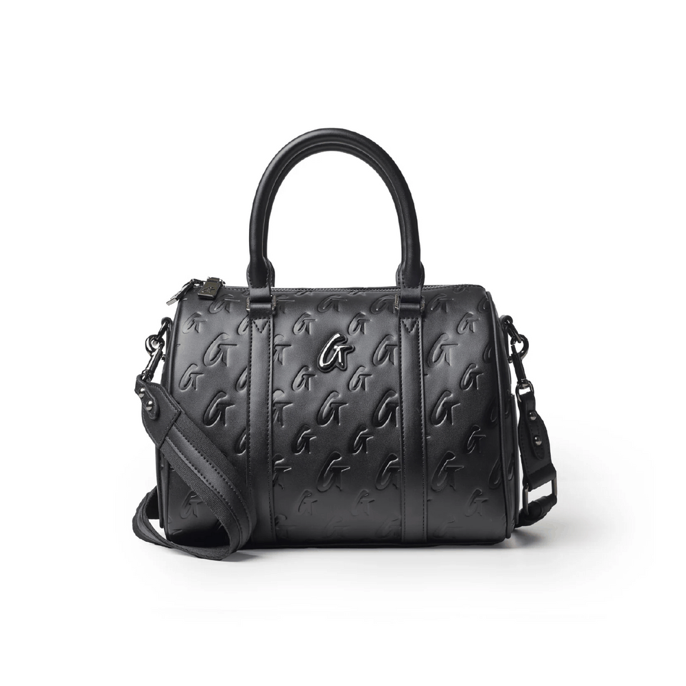 Medium Vegan Leather Boston Bag - Black