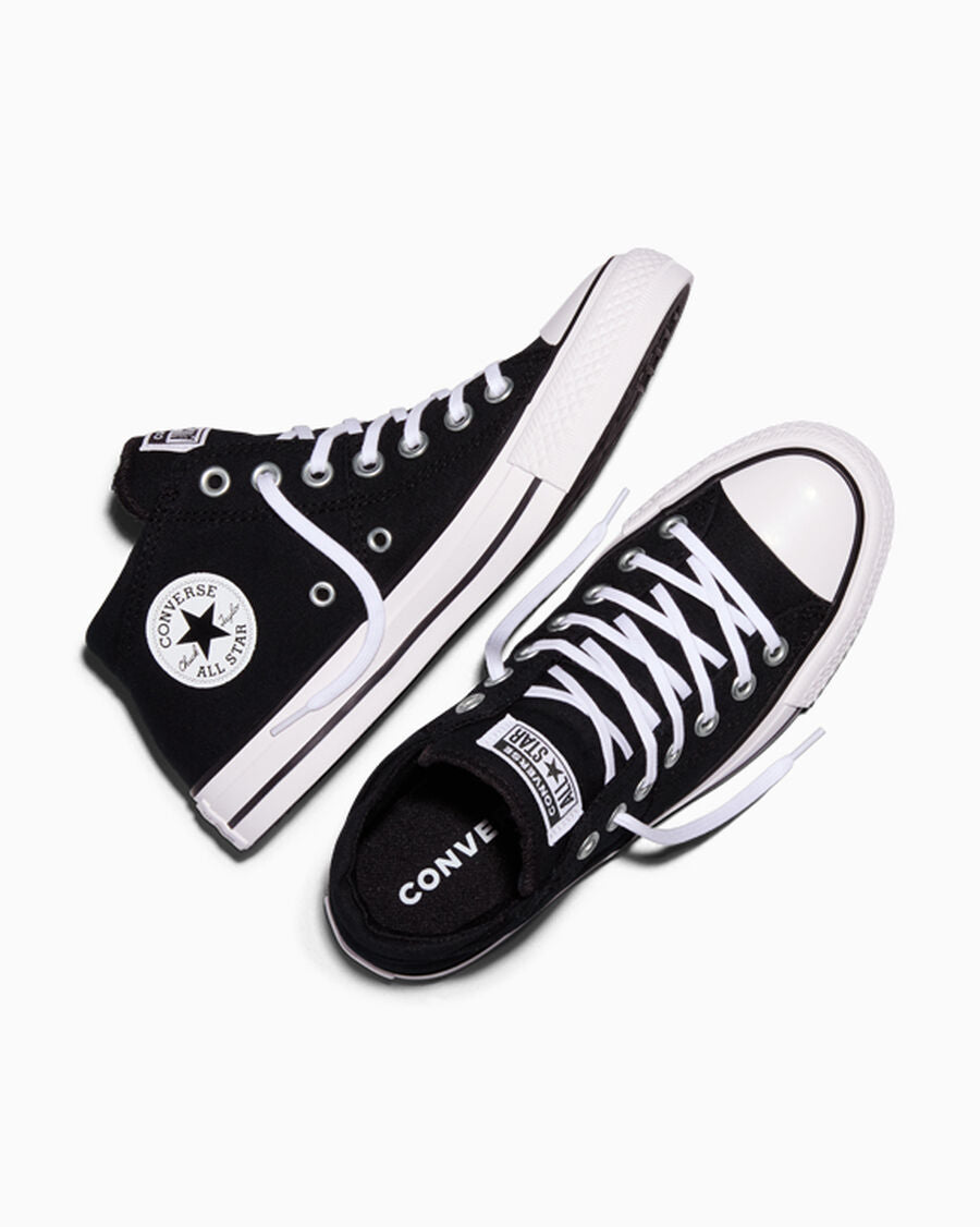 Canvas Mid Top Sneaker - Black/Black/White