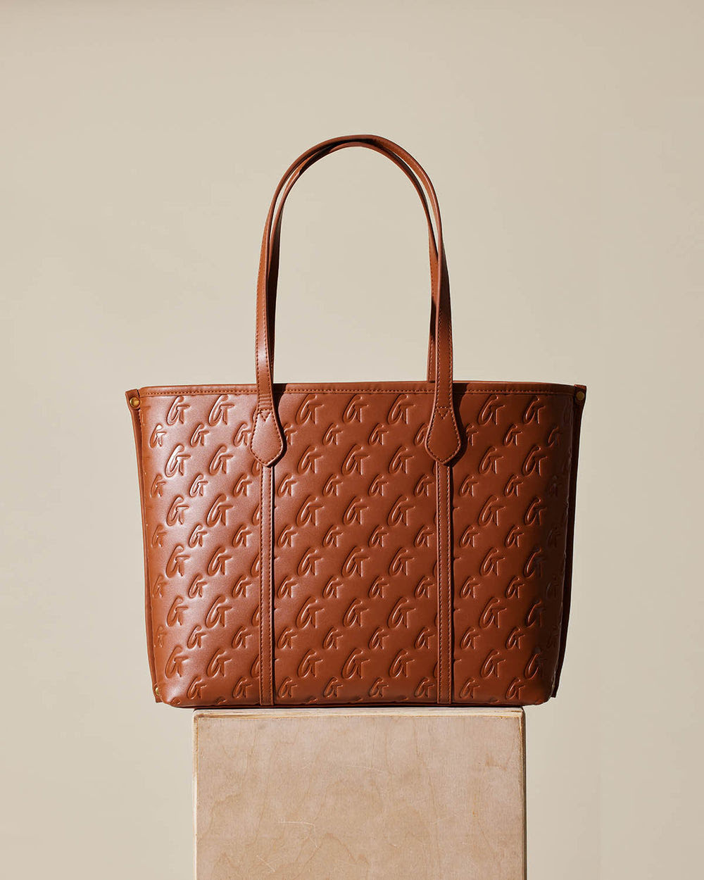 Vegan Leather Laptop Tote - Brown