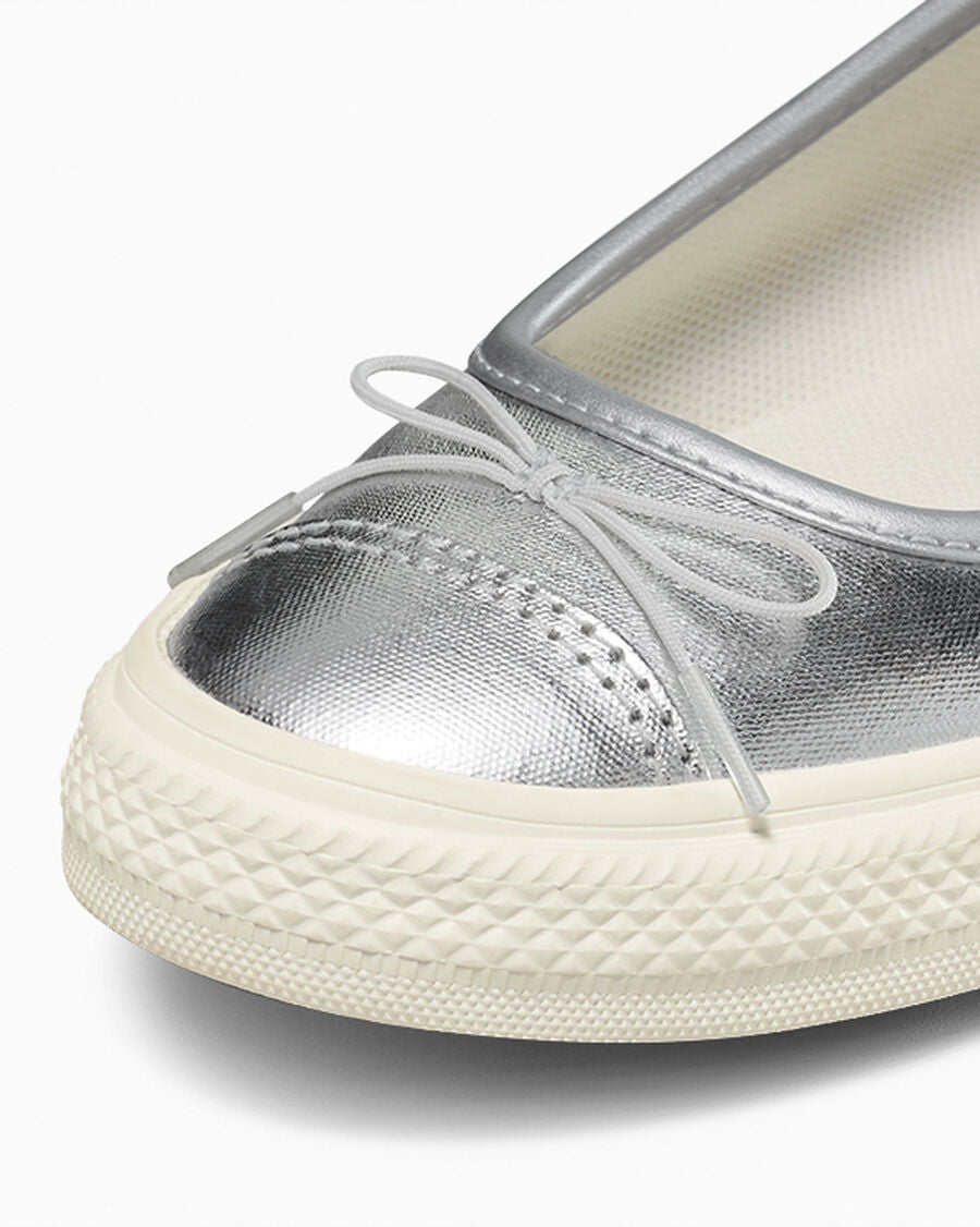 Metallic Canvas Ballet Flat - Women's - Silver/Egret/Silver