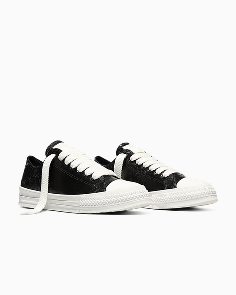 Waxed Denim Low-Top Sneaker - Black