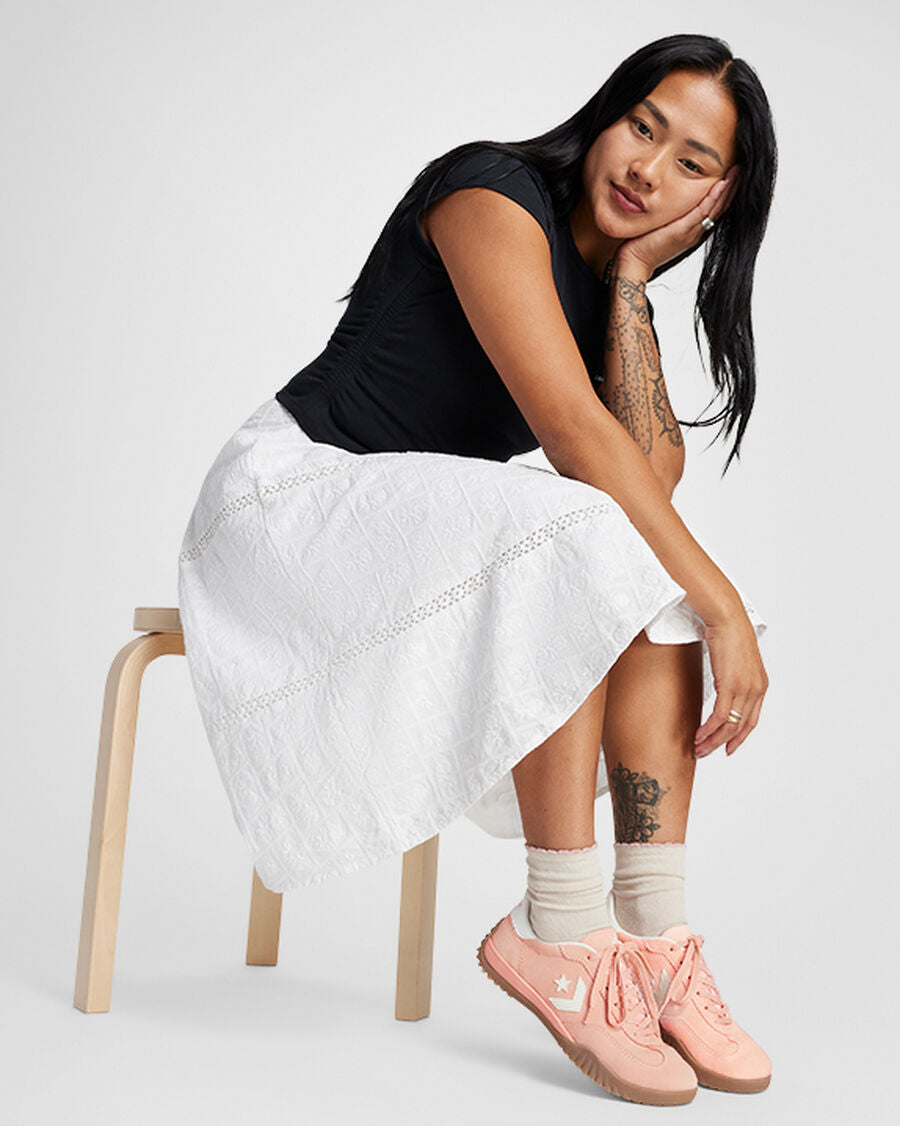 Nylon And Suede Low Top Sneaker - Flamingo Fade/Egret