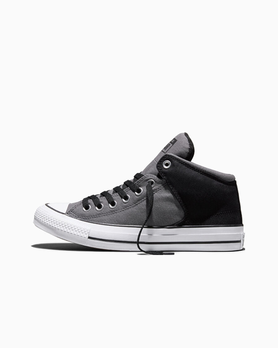 Colorblock Canvas Mid-Top Sneaker - Darker Grey/Black/White