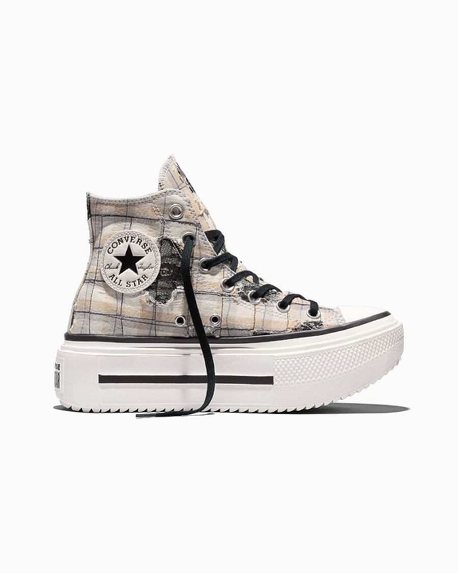 Plaid Lace Platform High Top Sneaker