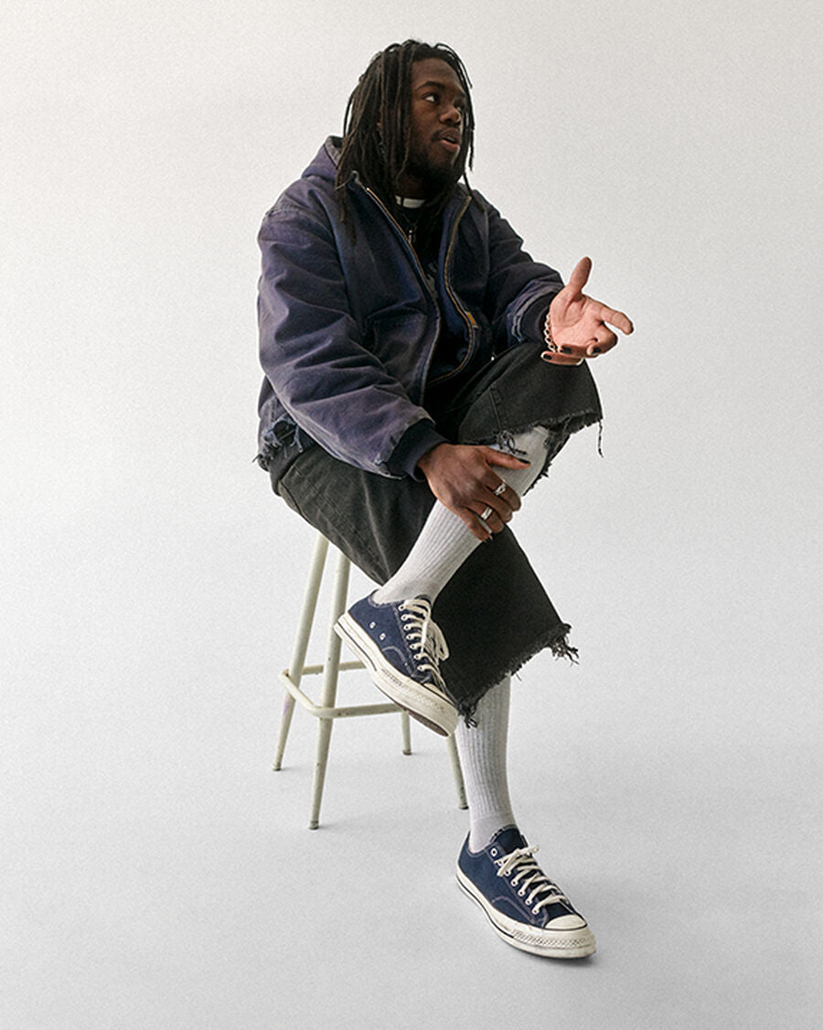 Heavyweight Canvas Low Top Sneaker - Black - Obsidian Blue/Egret/Black