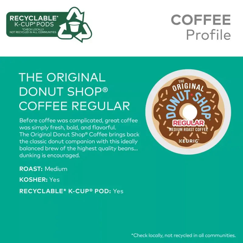 The Original Donut Shop Medium Roast Coffee Pods, 100 Count - Compatible With Keurig K-Cup Brewers
