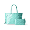 Vegan Leather Laptop Tote With Wristlet - Teal
