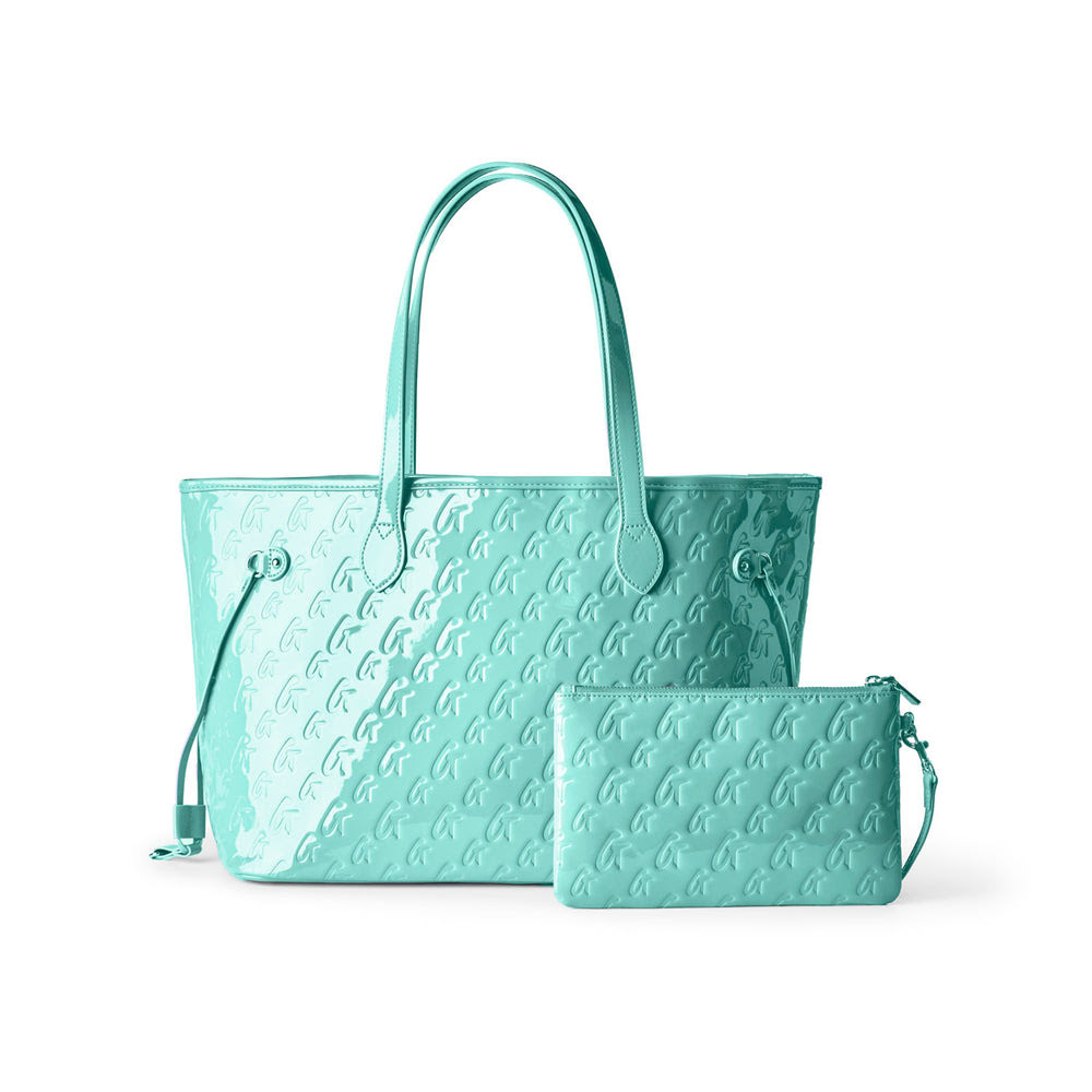Vegan Leather Laptop Tote With Wristlet - Teal